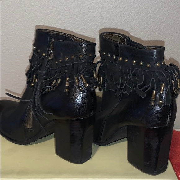A.S. 98 Black Soho Fringe Booties Boots 38 - Picture 3 of 13